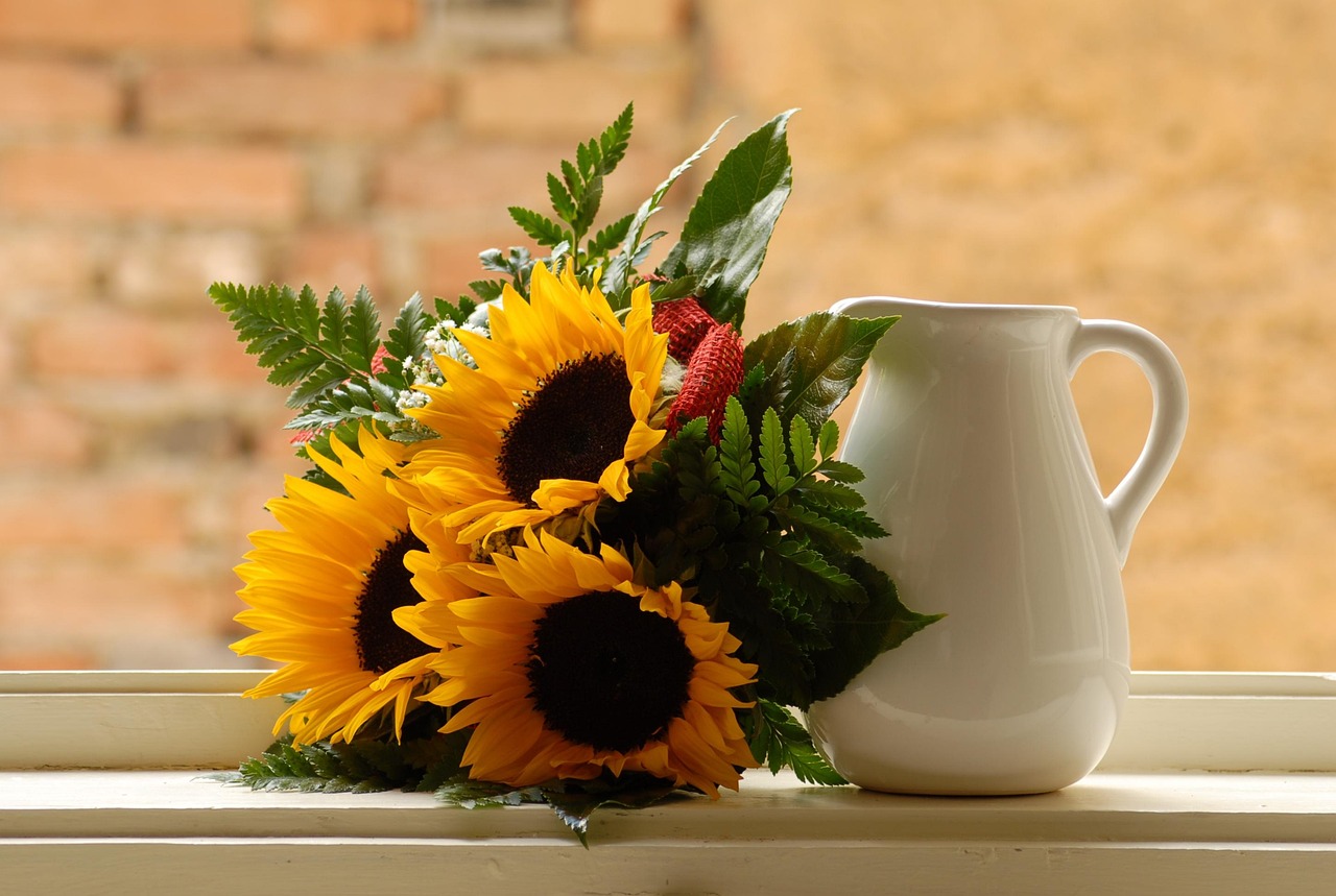 sunflowers and jug